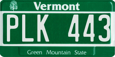 VT license plate PLK443
