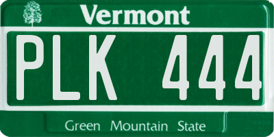 VT license plate PLK444