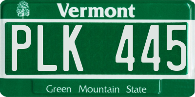 VT license plate PLK445