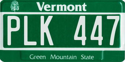 VT license plate PLK447