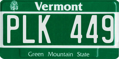 VT license plate PLK449