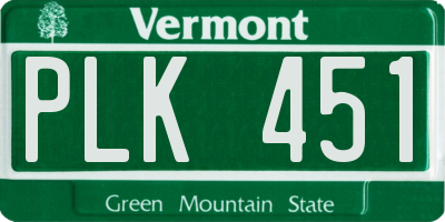 VT license plate PLK451