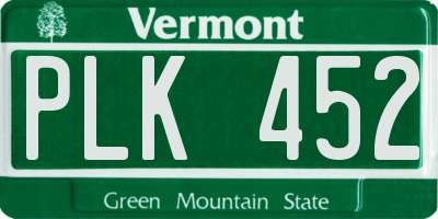 VT license plate PLK452