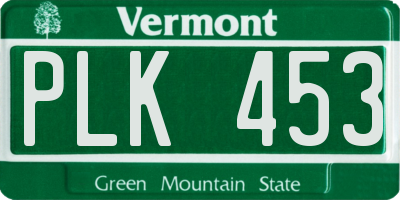 VT license plate PLK453