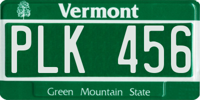 VT license plate PLK456
