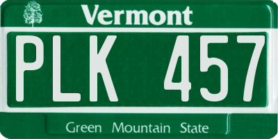 VT license plate PLK457
