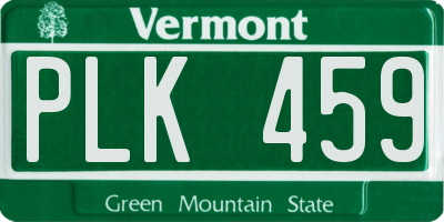 VT license plate PLK459