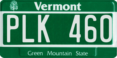 VT license plate PLK460