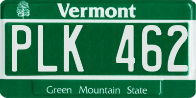 VT license plate PLK462