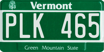 VT license plate PLK465