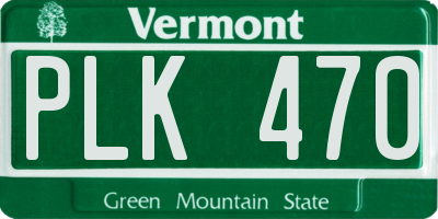 VT license plate PLK470