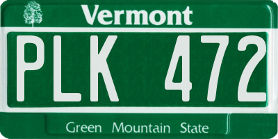 VT license plate PLK472