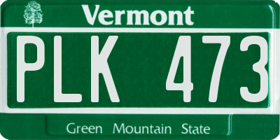 VT license plate PLK473