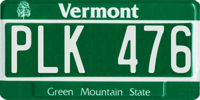 VT license plate PLK476