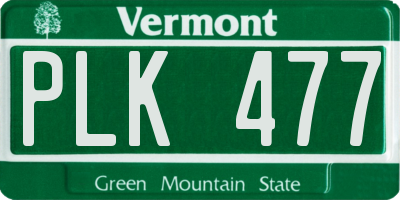 VT license plate PLK477