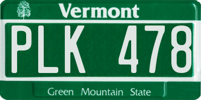 VT license plate PLK478