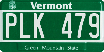 VT license plate PLK479