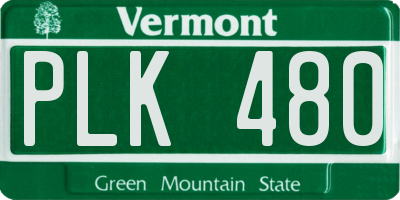 VT license plate PLK480