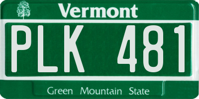 VT license plate PLK481
