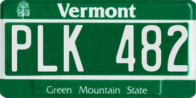VT license plate PLK482