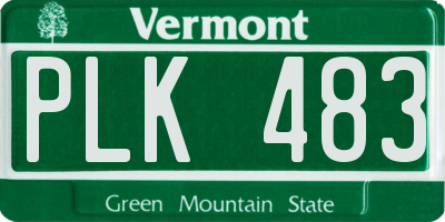 VT license plate PLK483