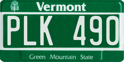 VT license plate PLK490