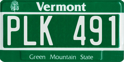 VT license plate PLK491