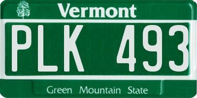 VT license plate PLK493