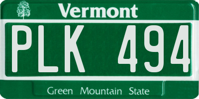 VT license plate PLK494