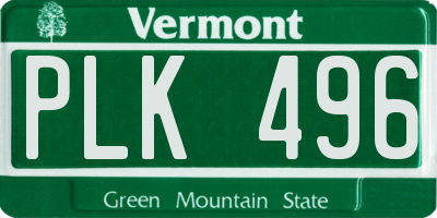 VT license plate PLK496