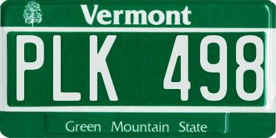 VT license plate PLK498