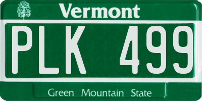 VT license plate PLK499