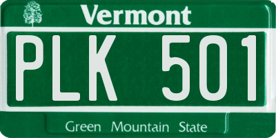 VT license plate PLK501