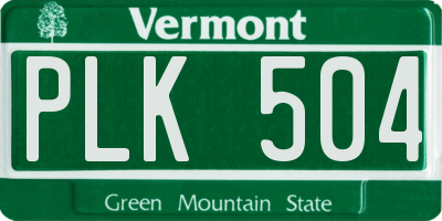 VT license plate PLK504