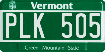 VT license plate PLK505