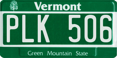VT license plate PLK506