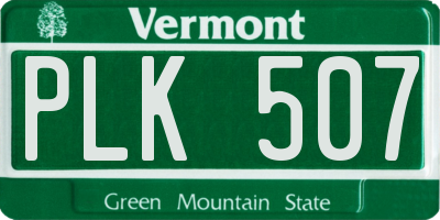 VT license plate PLK507