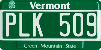 VT license plate PLK509