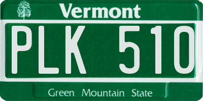 VT license plate PLK510