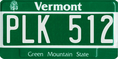 VT license plate PLK512