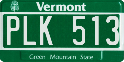 VT license plate PLK513
