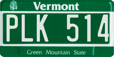 VT license plate PLK514