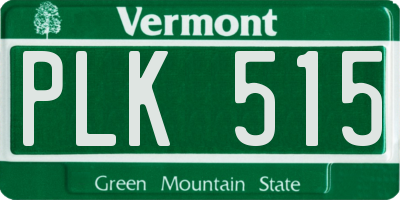 VT license plate PLK515