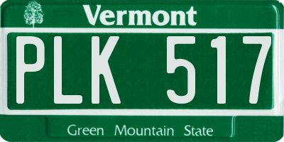 VT license plate PLK517