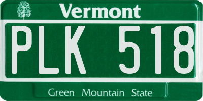 VT license plate PLK518