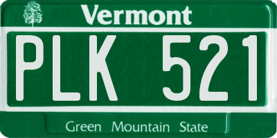VT license plate PLK521
