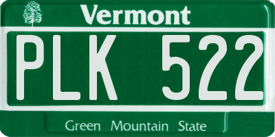 VT license plate PLK522