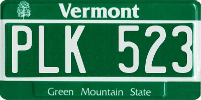 VT license plate PLK523