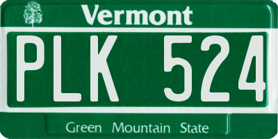 VT license plate PLK524