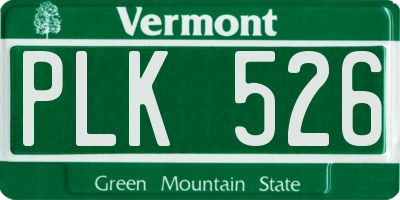 VT license plate PLK526